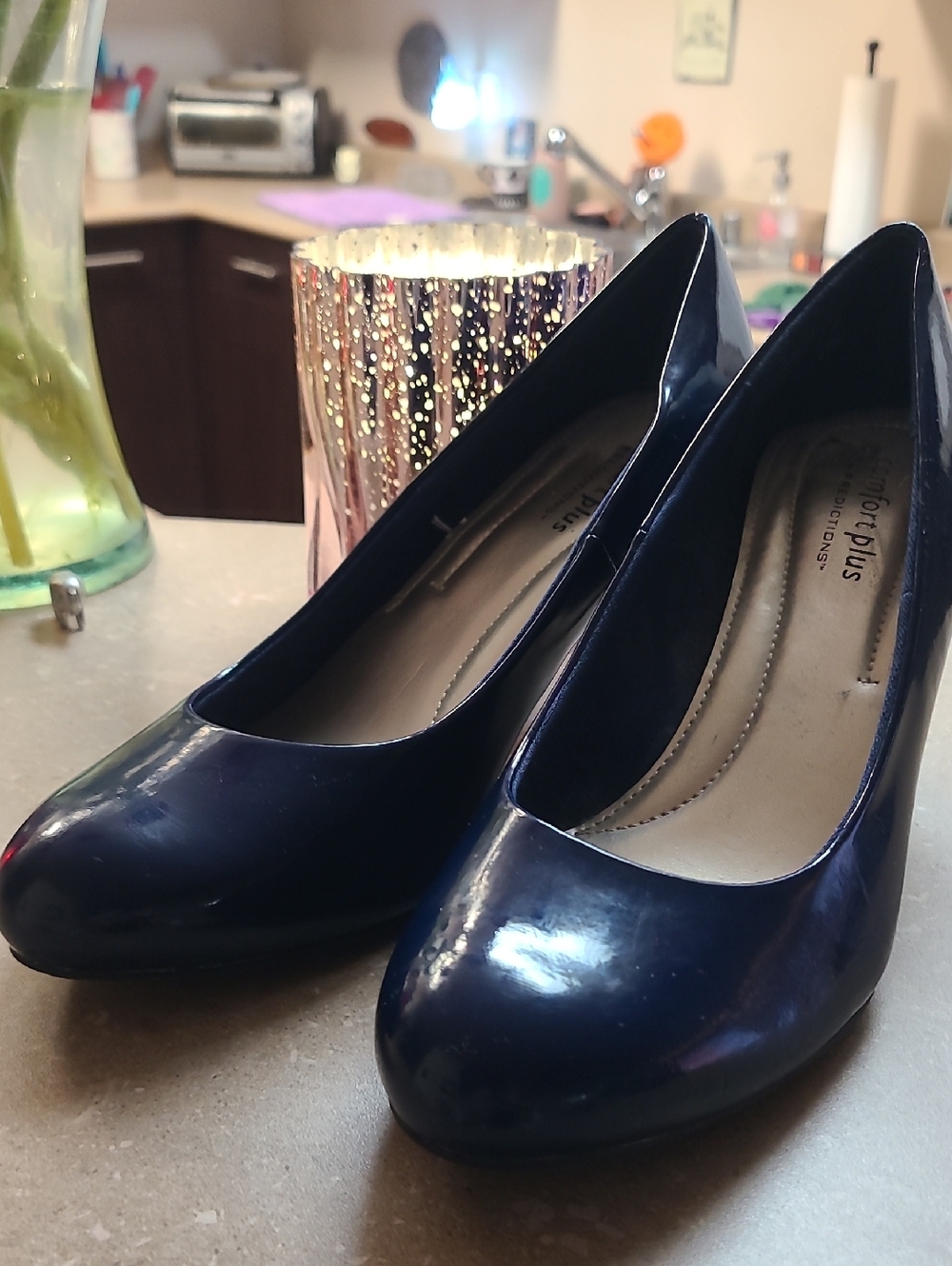 PATENT Navy Pumps Size 8